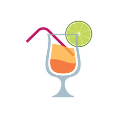 Illustration of Pixel Art Cocktail: Tropical Drink Illustration, Summer Beverage Graphic,  Orange and Lime Cocktail Design vector