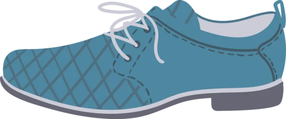 Fotobehang Hokusai The Great Wave Classic teal blue derby shoe featuring a quilted diamond pattern on the toe and vamp, showcasing timeless style and comfortable design, suitable for various formal and semi formal occasions  © WinWin