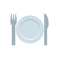 Illustration of Simple Elegant Place Setting: Plate, Fork, and Knife Icon vector