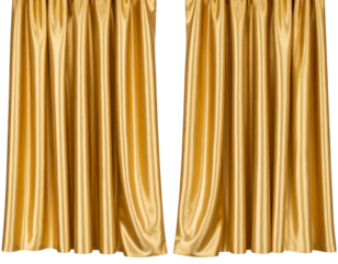 Top-Down View of Partially Open Gold Drapes with Light Burst Effect – Isolated PNG