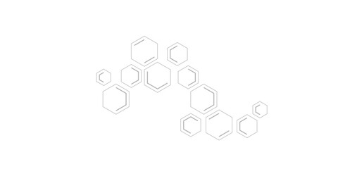 Minimalist abstract background featuring overlapping hexagons in soft gray tones on white. Ideal for tech, science, or medical themes—modern, clean, and geometric design aesthetics.