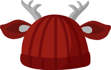 Red woolen winter hat featuring playful deer antlers and ears brings warmth and humor to the Christmas season, serving as a whimsical accessory for festive celebrations