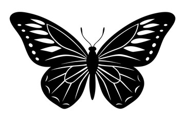 Vector art of silhouette of butterfly on white background