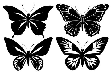 Vector art of silhouette of set of  butterflies