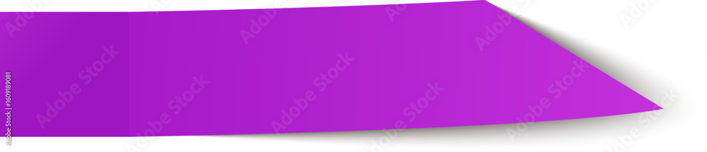 Poster Purple rectangular banner featuring curved and folded edges. Casting a soft shadow on a clean white background. Creating a visually striking and modern design element perfect for various applications