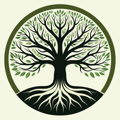 Stylized mature tree silhouette with branching detail