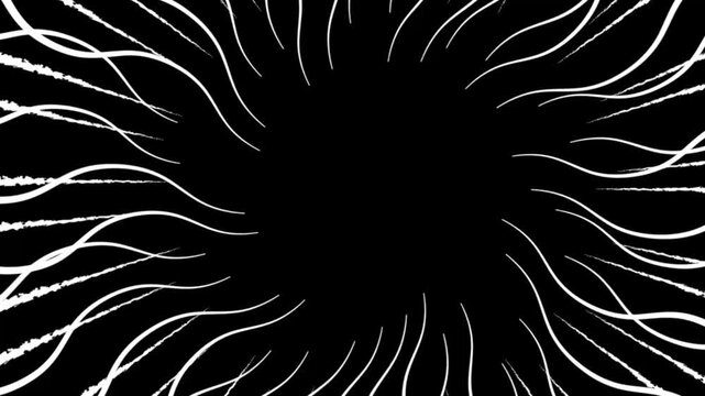 White zig-zag line loop animation on black background, motion element for video backdrop