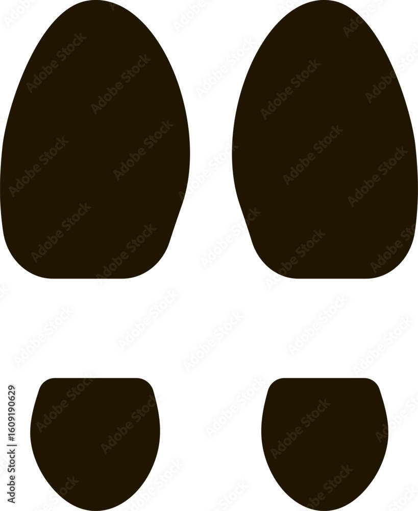 Poster simple black footprint and shoe print illustrating walking direction, serving as an effective indica