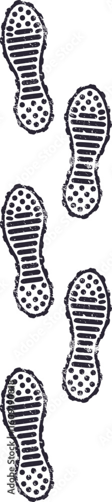 Aufkleber grunge textured shoe prints creating a distinct trail symbolize a journey filled with progress and e