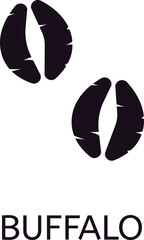 Buffalo footprint icon representing walking direction, isolated on white background, ideal for wildlife guides, nature documentaries, and educational materials © WinWin