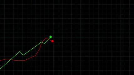 Market Recovery Concept successful growth trend Green line graph going u pfinancial data and diagrams. Courbes sur repère noir 1, Animation of financial data processing over black background - Powered by Adobe