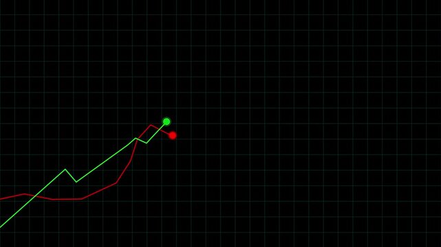 Market Recovery Concept successful growth trend Green line graph going u pfinancial data and diagrams. Courbes sur repère noir 1, Animation of financial data processing over black background