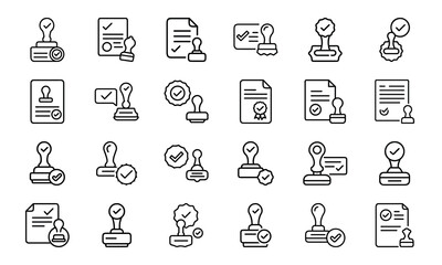 Bundle Clean Icon Of Document Approval Stamp 