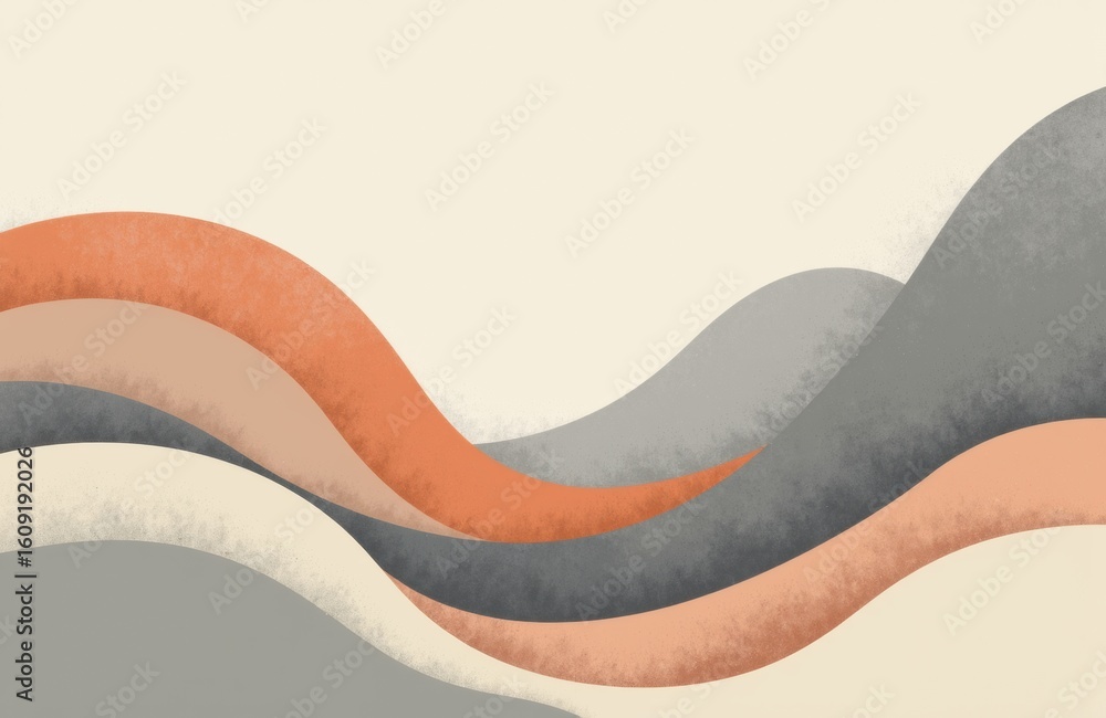 Poster soft abstract waves in muted earth tones creating a calming minimalist background