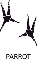 Parrot footprint showing zygodactyl feet, typical arrangement with two toes pointing forward and two toes pointing backward, useful for gripping branches and climbing trees © WinWin