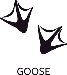 Pair of webbed goose footprints indicating the bird's direction of travel, set against a clean white background. Capturing the essence of wildlife and nature's journey © WinWin