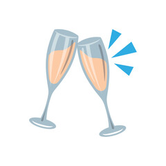Illustration of Cheers! Two Champagne Flutes Toasting - Perfect for Celebration Graphics vector