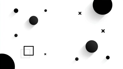 Minimalist Black  White Geometric Shapes Abstract Background with Shadows
