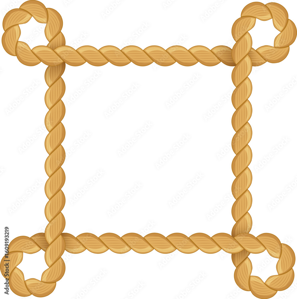 Poster square frame crafted from thick, twisted rope features looped corners, offering a unique blend of na