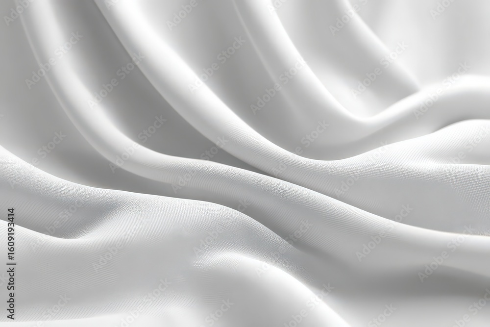 Poster white cloth drapes with soft folds and subtle texture creating a flowing and elegant pattern