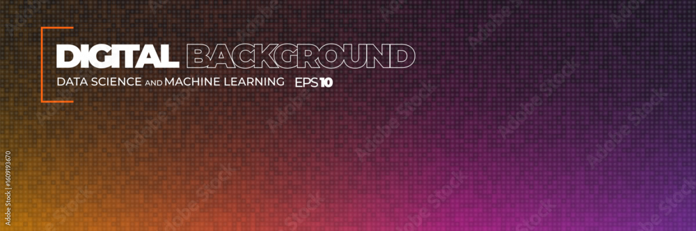 Aufkleber digital data science background with glowing grid and colorful gradient. abstract futuristic tech pa