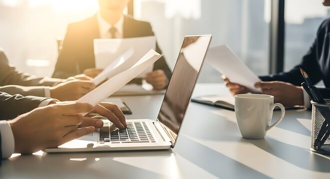 close up of a man working on a laptop