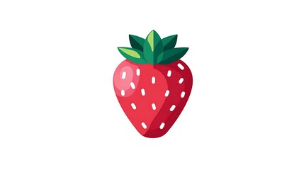 Flat color vector icon of strawberry fruit for food apps and healthy eating websites