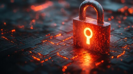 lock on a black background