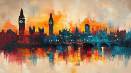 london skyline at sunset