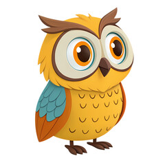 Fototapeta premium A Charming Cartoon Owl on transparent background