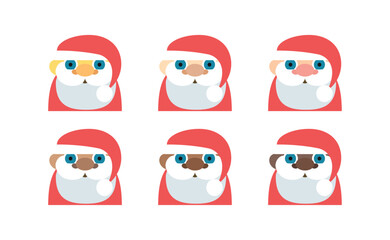 Illustration of Diverse Santa Claus Pixel Art Icons: Christmas Avatar Set vector