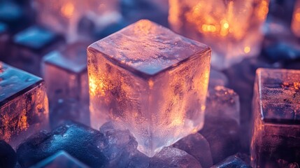 ice cube on a blue background