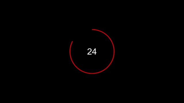 28 seconds countdown timer animation. inside a red circle on white background emergency timer countdown animation, and 4k video.	