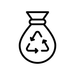 Recycling Icon Depicting a Bag with Circular Arrows Symbol in Black