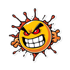 3D Explosive Angry Emoji with Steam Fury on White Background for Social Media Day, Viral Protest Sticker Pack