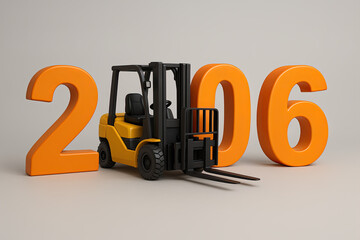 Generative AI: Happy new year 2026. 2026 with yellow forklift
