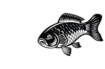 Simple Fish Bowl Illustration with Underwater Plants	