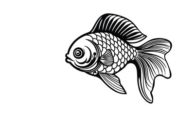 Simple Fish Bowl Illustration with Underwater Plants	