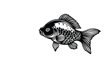 Simple Fish Bowl Illustration with Underwater Plants	
