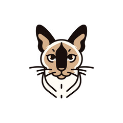 Fototapeta premium A detailed illustration of a Siamese cat's face showcasing its distinctive features and colors