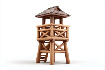 Ranger observation tower made of wood for nature observation and wildlife monitoring in forested areas