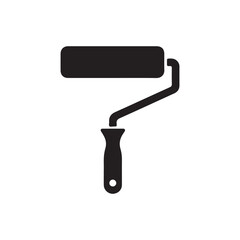 Paint roller silhouette icon vector flat illustration design