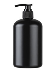 Fototapeta premium Matte black pump bottle with no label, isolated on white