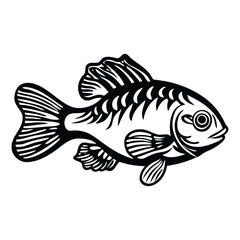 Simple Fish Bowl Illustration with Underwater Plants	