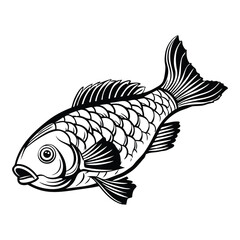 Simple Fish Bowl Illustration with Underwater Plants	