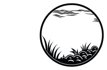 Simple Fish Bowl Illustration with Underwater Plants	