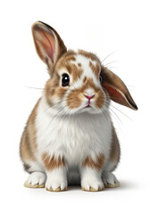 Obraz premium Adorable Brown and White Rabbit - A charming of a young bunny, symbolizing gentleness, innocence, springtime, new beginnings, and hope.
