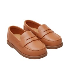 3D brown leather loafers