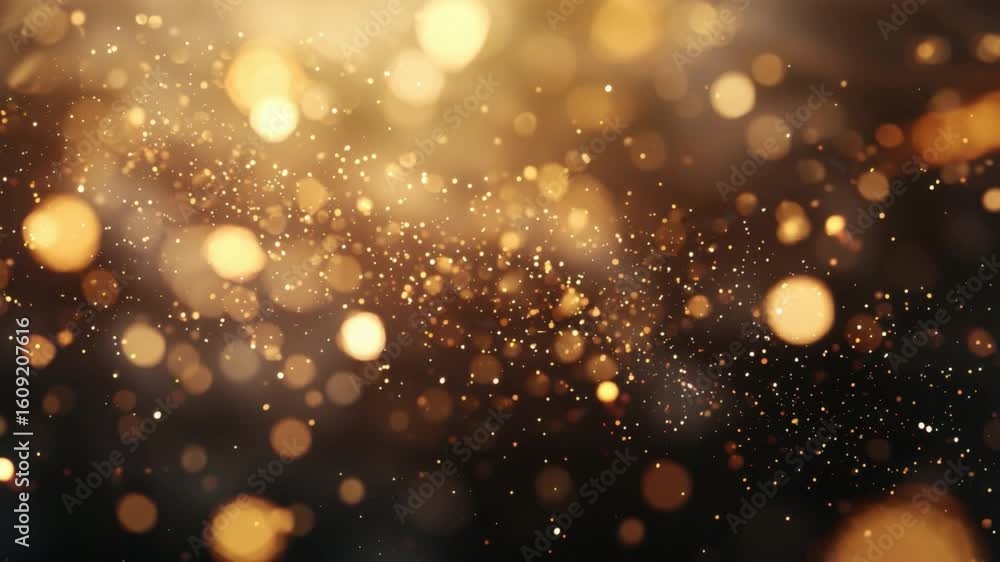 Poster shimmering golden particles with bokeh effects creating a magical and dreamy atmosphere for various 