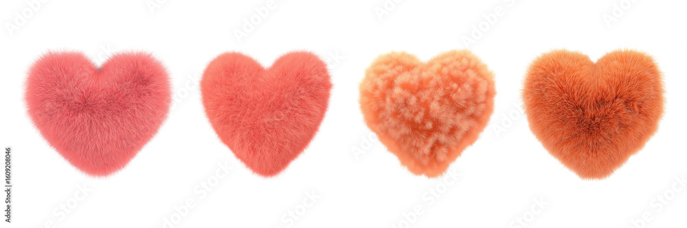 Aufkleber fluffy heart shapes in gradient colors set. soft texture and love symbol collection isolated on tran